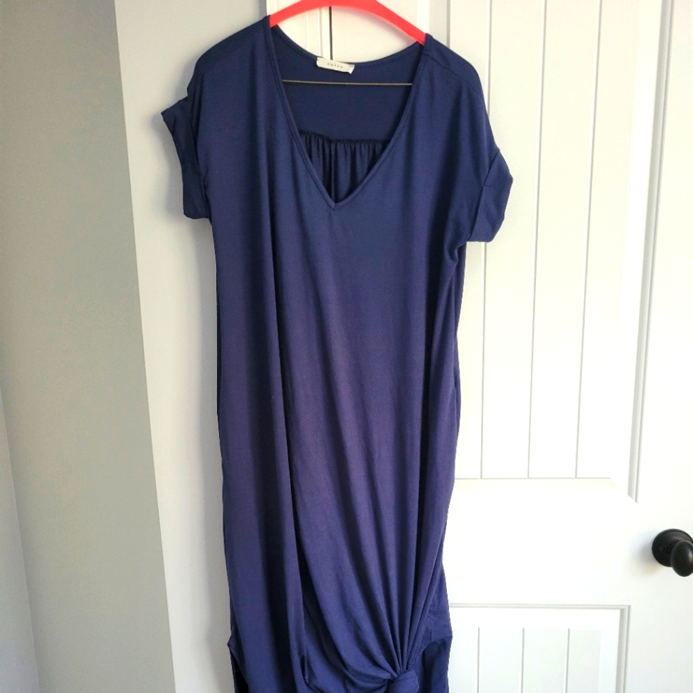 entro Navy Blue V-Neck Maxi Dress